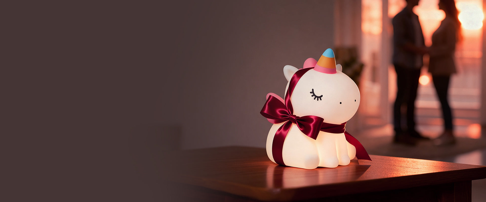 Lampă de noapte unicorn pentru copii, ideală ca și cadou, cu lumină caldă și design din silicon