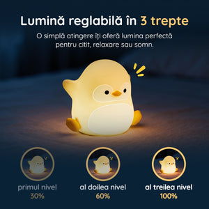 Lampă veghe pinguin 3 trepte de intensitate lumină