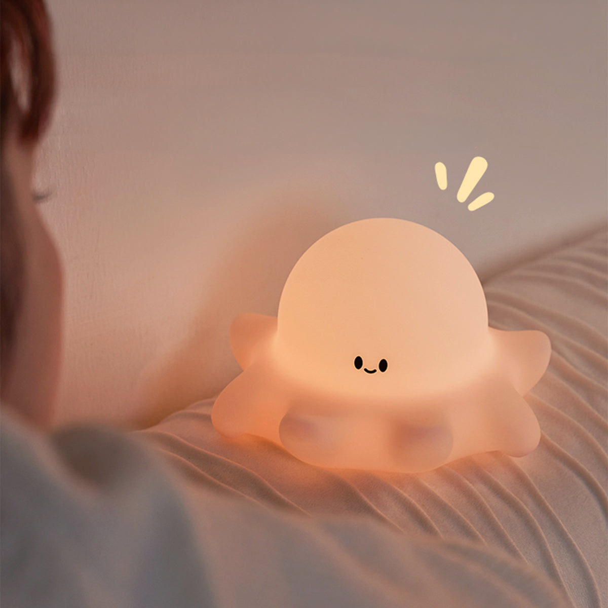 Lampă de veghe din silicon pentru copii, caracatiță decorativă cu lumină caldă