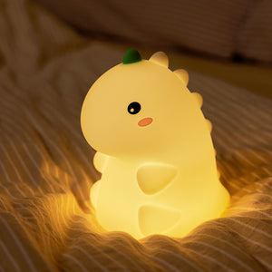 Lampă de noapte copii din silicon, dinozaur decorativ aprins