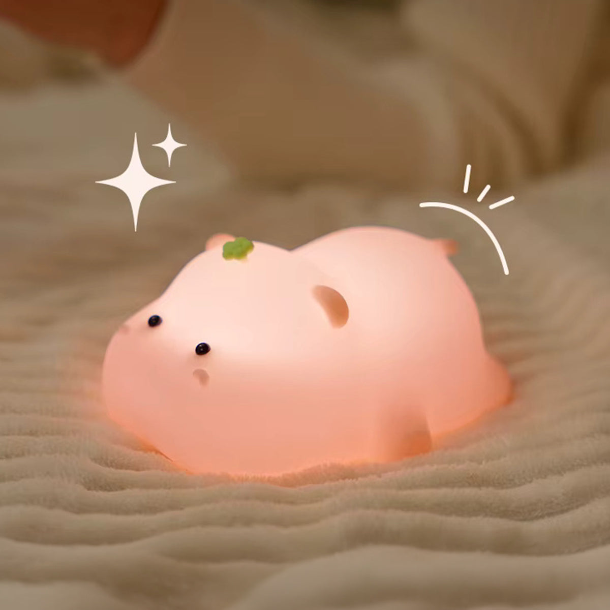 Lampă de veghe din silicon pentru copii, hipopotam decorativ cu lumină caldă