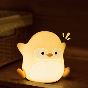 Lampă de noapte copii din silicon, pinguin decorativ aprins