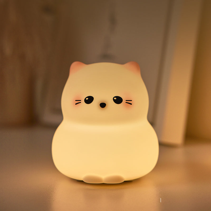 Lampă de noapte copii din silicon, pisică decorativ aprins