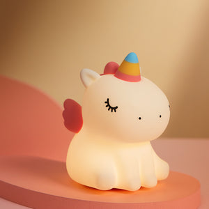 Lampă de noapte copii din silicon, unicorn decorativ aprins