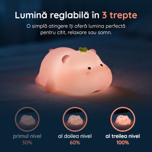 Lampă veghe hipopotam 3 trepte de intensitate lumină
