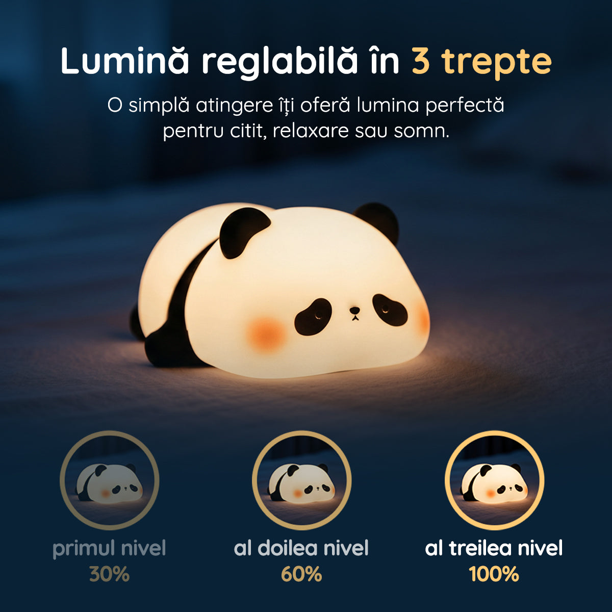 Lampă veghe panda 3 trepte de intensitate lumină