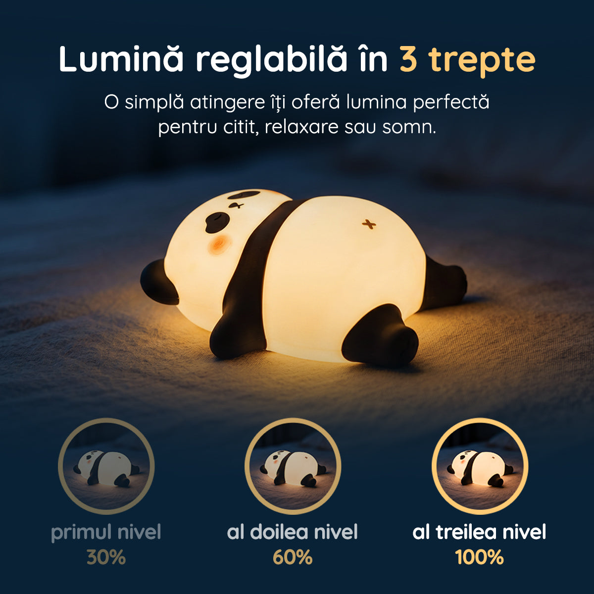 Lampă veghe panda Obi 3 trepte de intensitate lumină