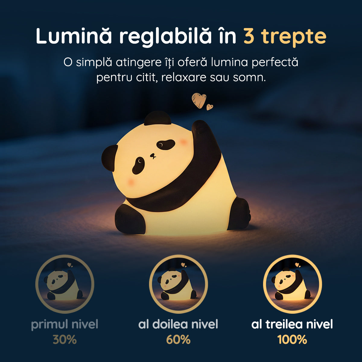 Lampă veghe panda Zen 3 trepte de intensitate lumină