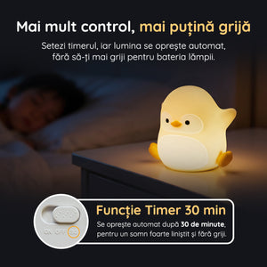 Lampă veghe pinguin funcție timer 30 minute oprire automată