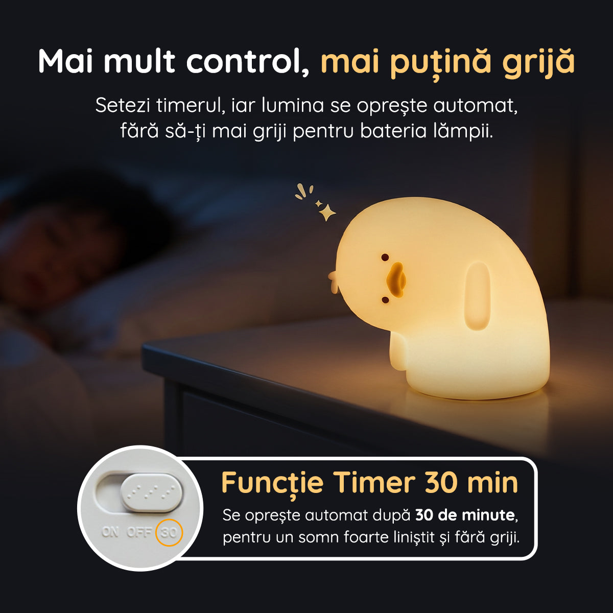 Lampă veghe pui funcție timer 30 minute oprire automată