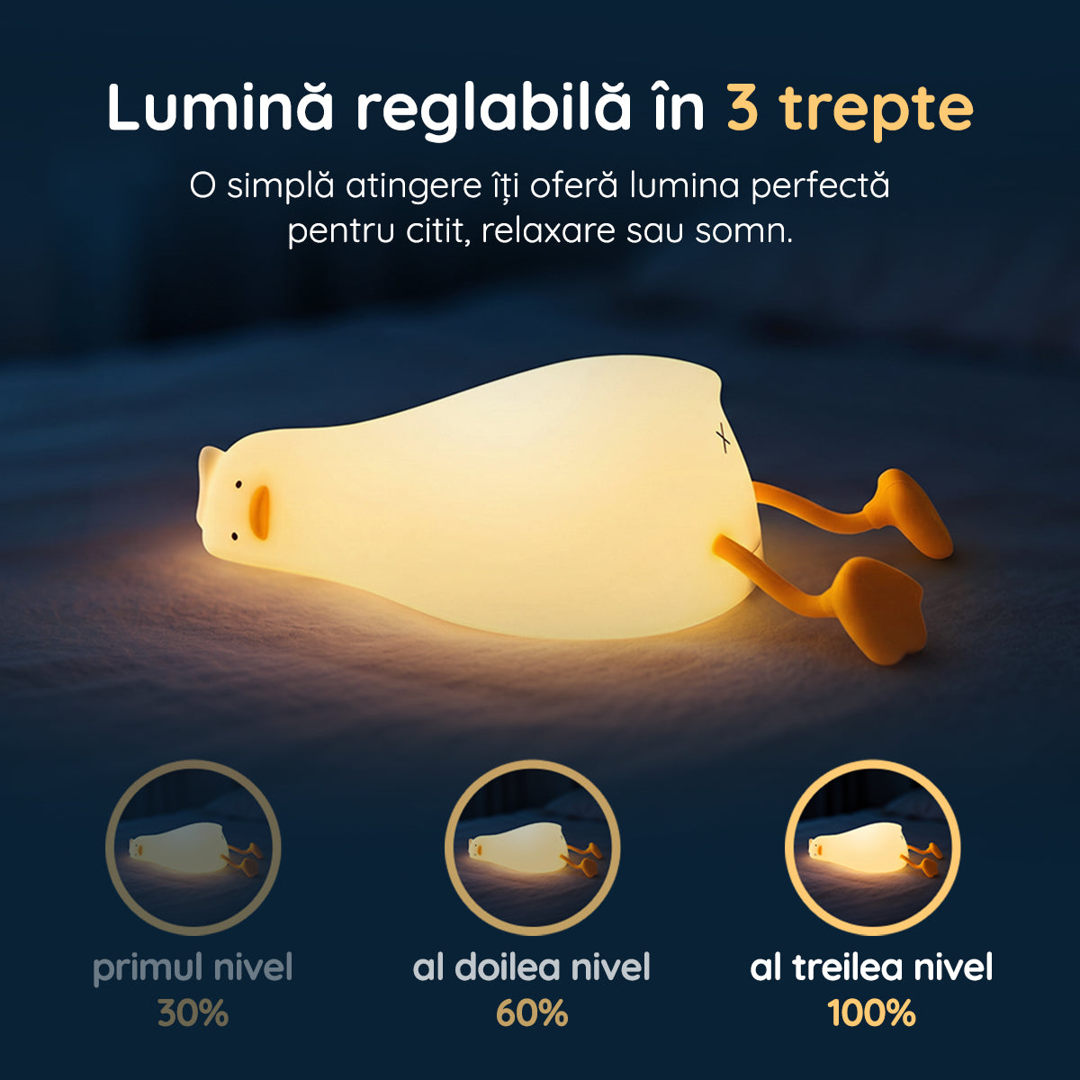 Lampă veghe rață 3 trepte de intensitate lumină