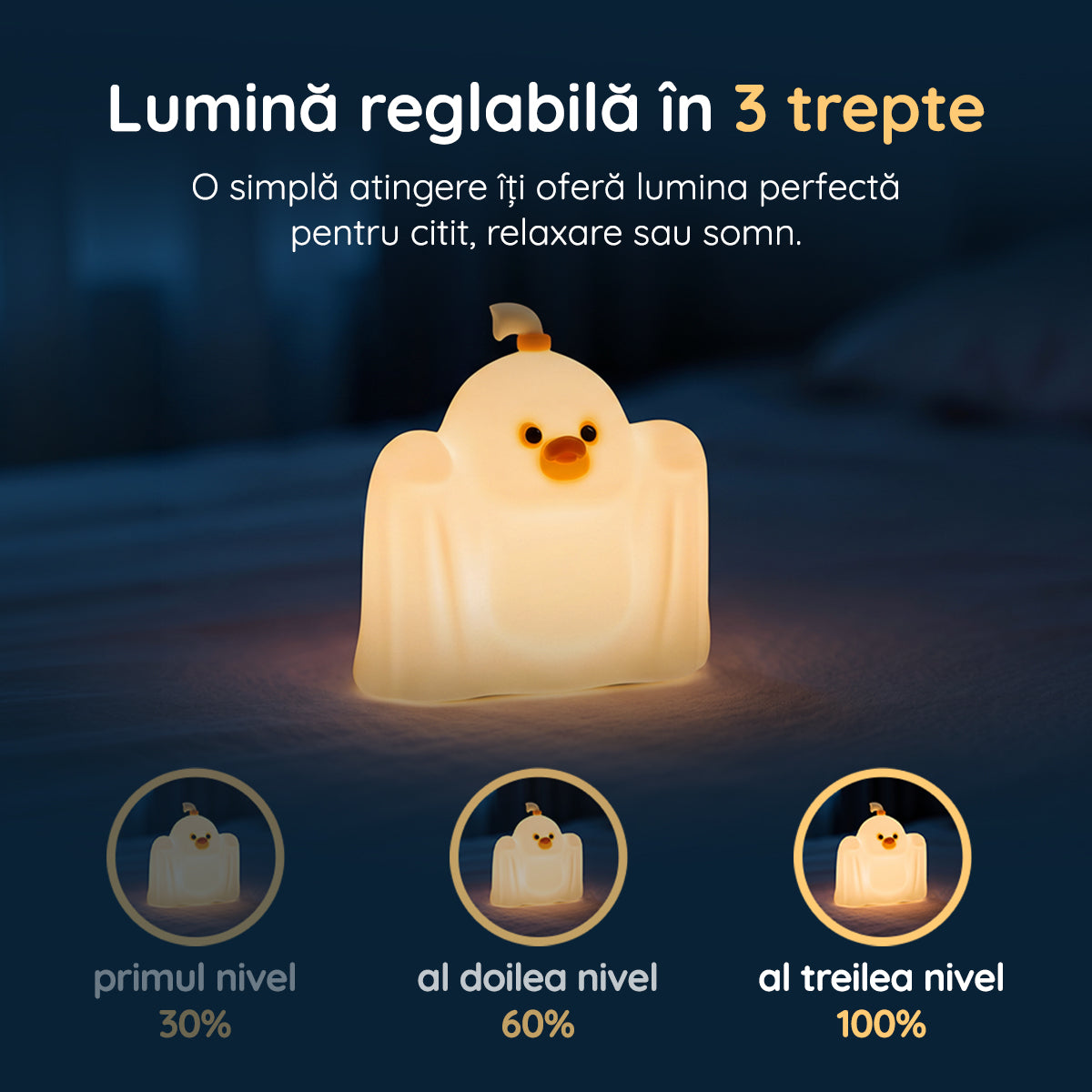 Lampă veghe rața bau-bau 3 trepte de intensitate lumină
