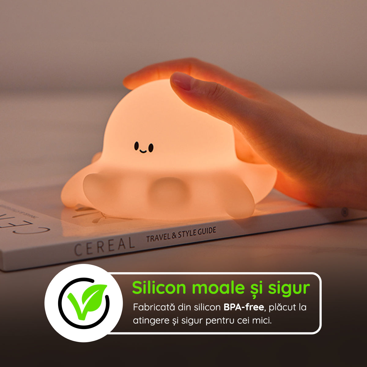 Lampă veghe silicon în formă de caracatiță BPA-free sigură copii mici