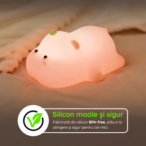 Lampă veghe silicon în formă de hipopotam BPA-free sigură copii mici