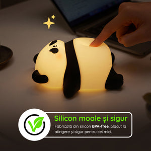 Lampă veghe silicon în formă de panda Obi BPA-free sigură copii mici