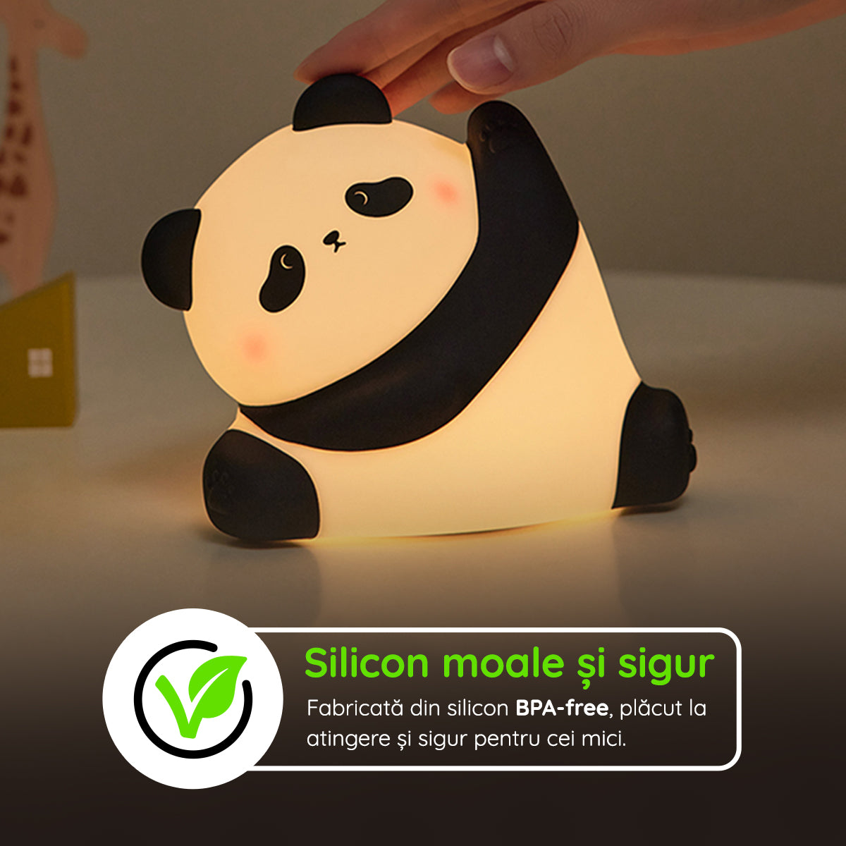 Lampă veghe silicon în formă de panda Zen BPA-free sigură copii mici