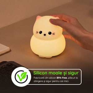 Lampă veghe silicon în formă de pisică BPA-free sigură copii mici