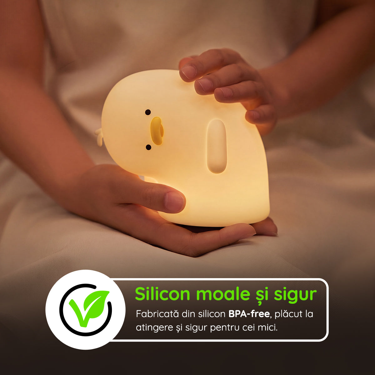 Lampă veghe silicon în formă de pui BPA-free sigură copii mici