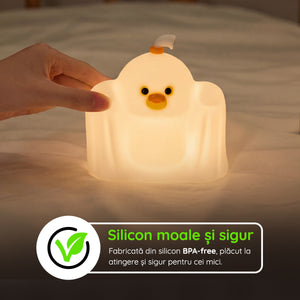 Lampă veghe silicon în formă de rață bau-bau BPA-free sigură copii mici