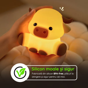 Lampă veghe silicon în formă de vacă BPA-free sigură copii mici