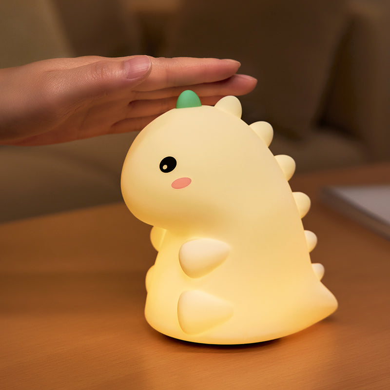 Lampă de veghe din silicon pentru copii, dinozaur decorativ cu lumină caldă