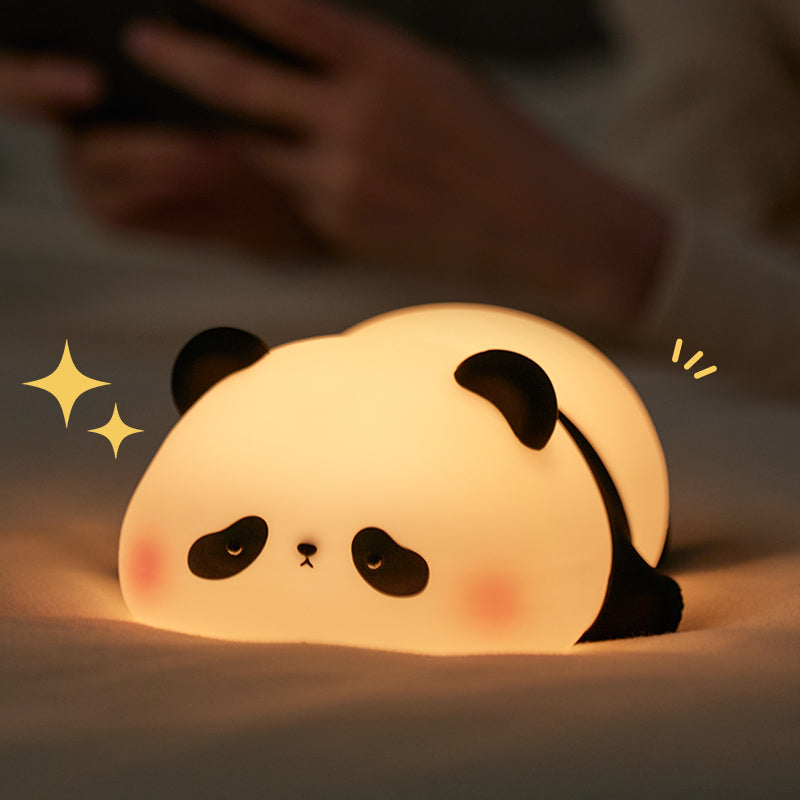 Lampă de noapte copii din silicon, panda decorativ aprins