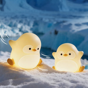Lampă de veghe din silicon pentru copii, pinguin decorativ cu lumină caldă