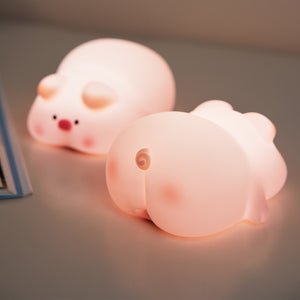 Lampă de veghe din silicon pentru copii, porc decorativ cu lumină caldă