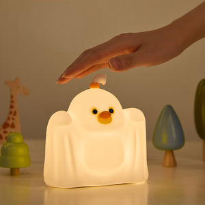 Lampă de veghe din silicon pentru copii, rața bau-bau decorativ cu lumină caldă