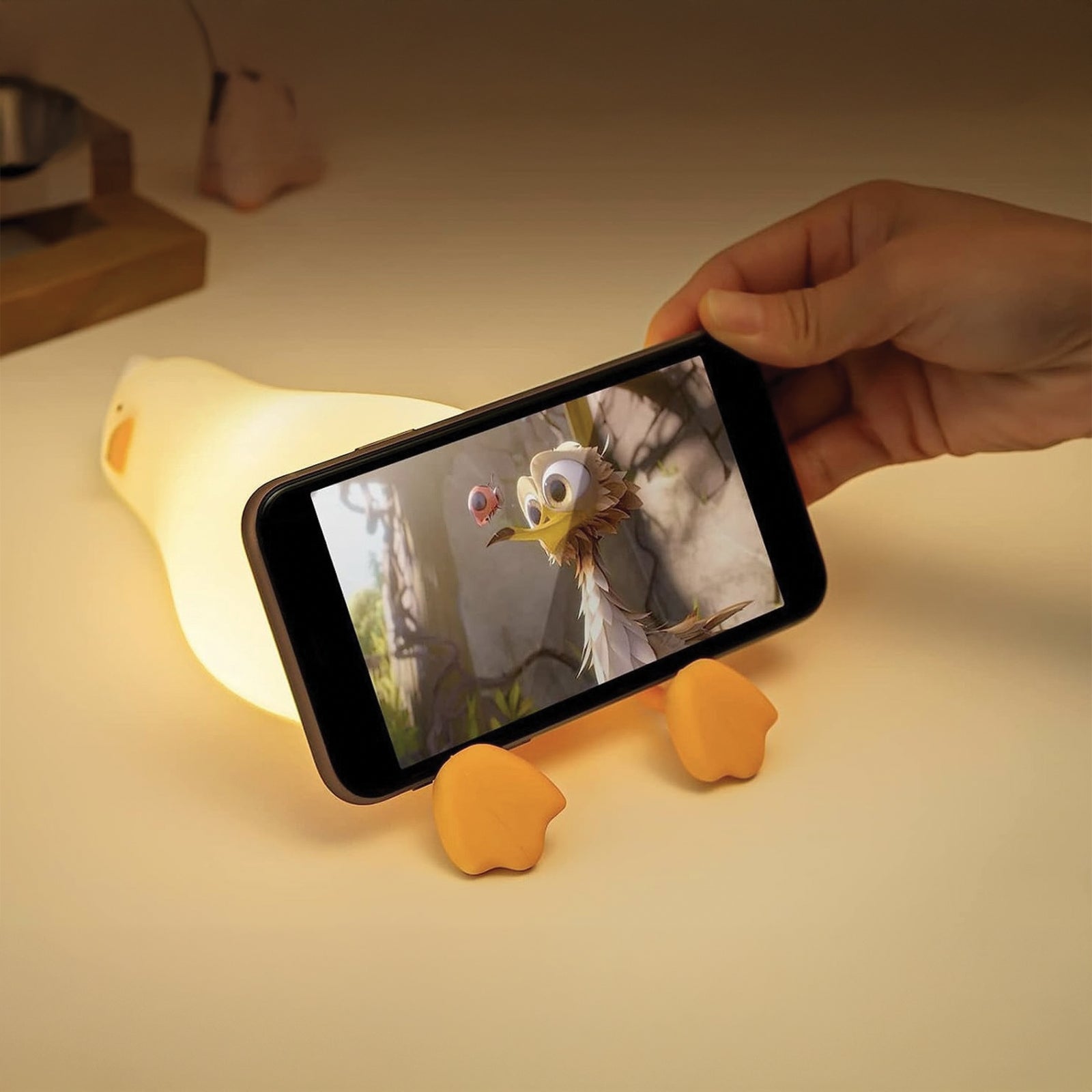 Lampă de veghe din silicon pentru copii, rață decorativă cu lumină caldă