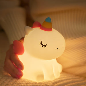 Lampă de veghe din silicon pentru copii, unicorn decorativ cu lumină caldă