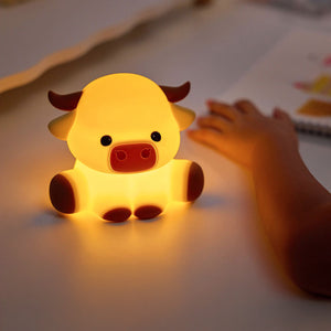 Lampă de veghe din silicon pentru copii, vacă decorativă cu lumină caldă