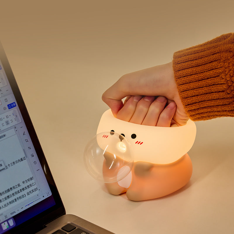 Lampă de veghe din silicon pentru copii, vidră decorativ cu lumină caldă