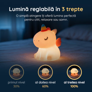 Lampă veghe unicorn 3 trepte de intensitate lumină