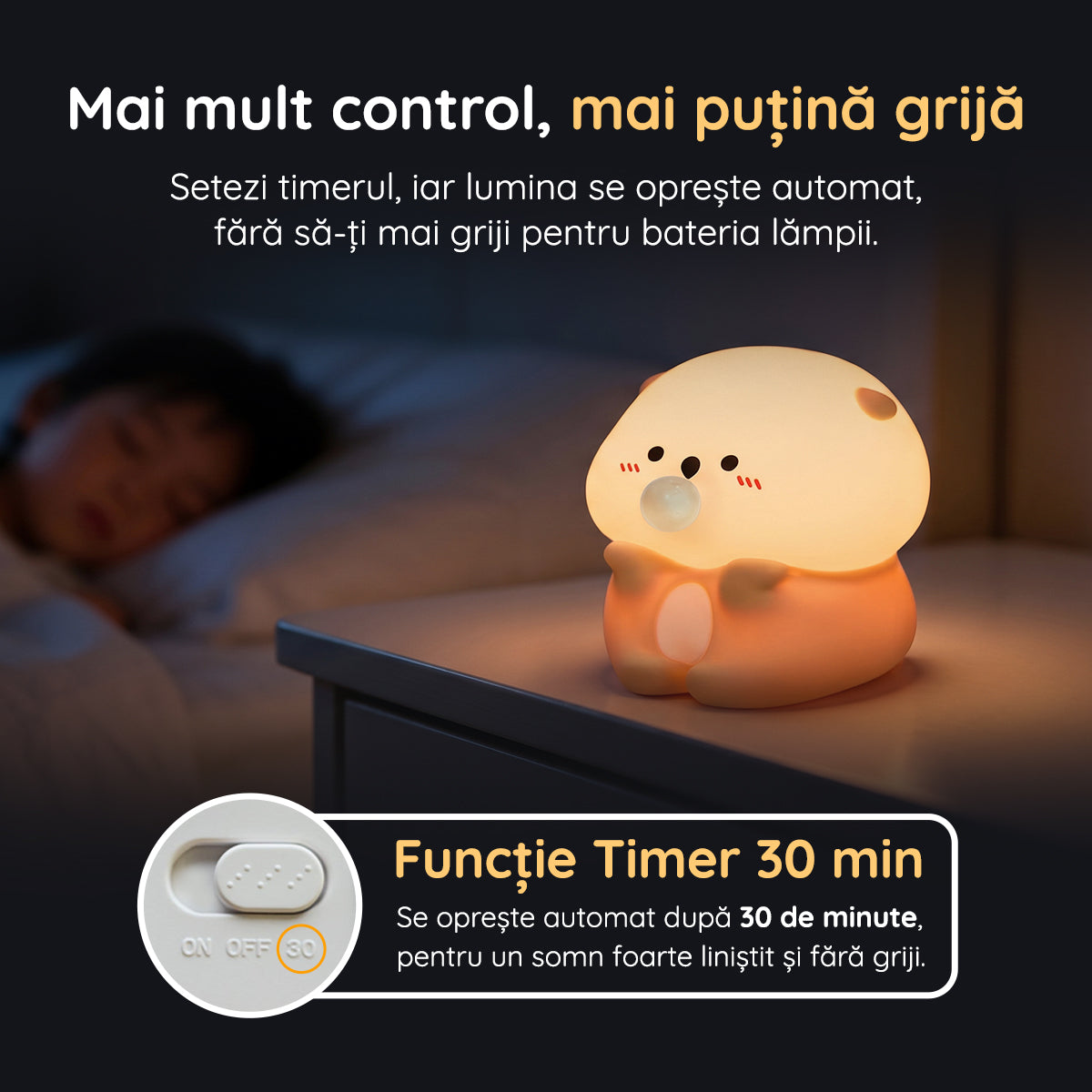 Lampă veghe vidră funcție timer 30 minute oprire automată